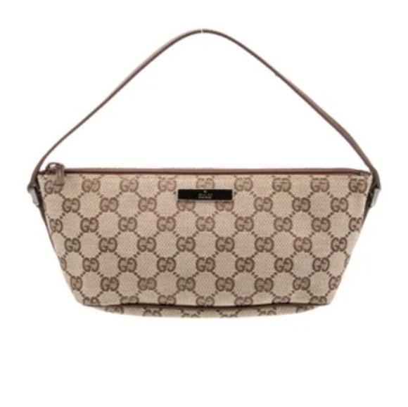 🔹️GUCCI🔹️ Monogram Pochette mini handbag Shoulder Bag  👜 ✨️🤎 - Picture 1 of 13